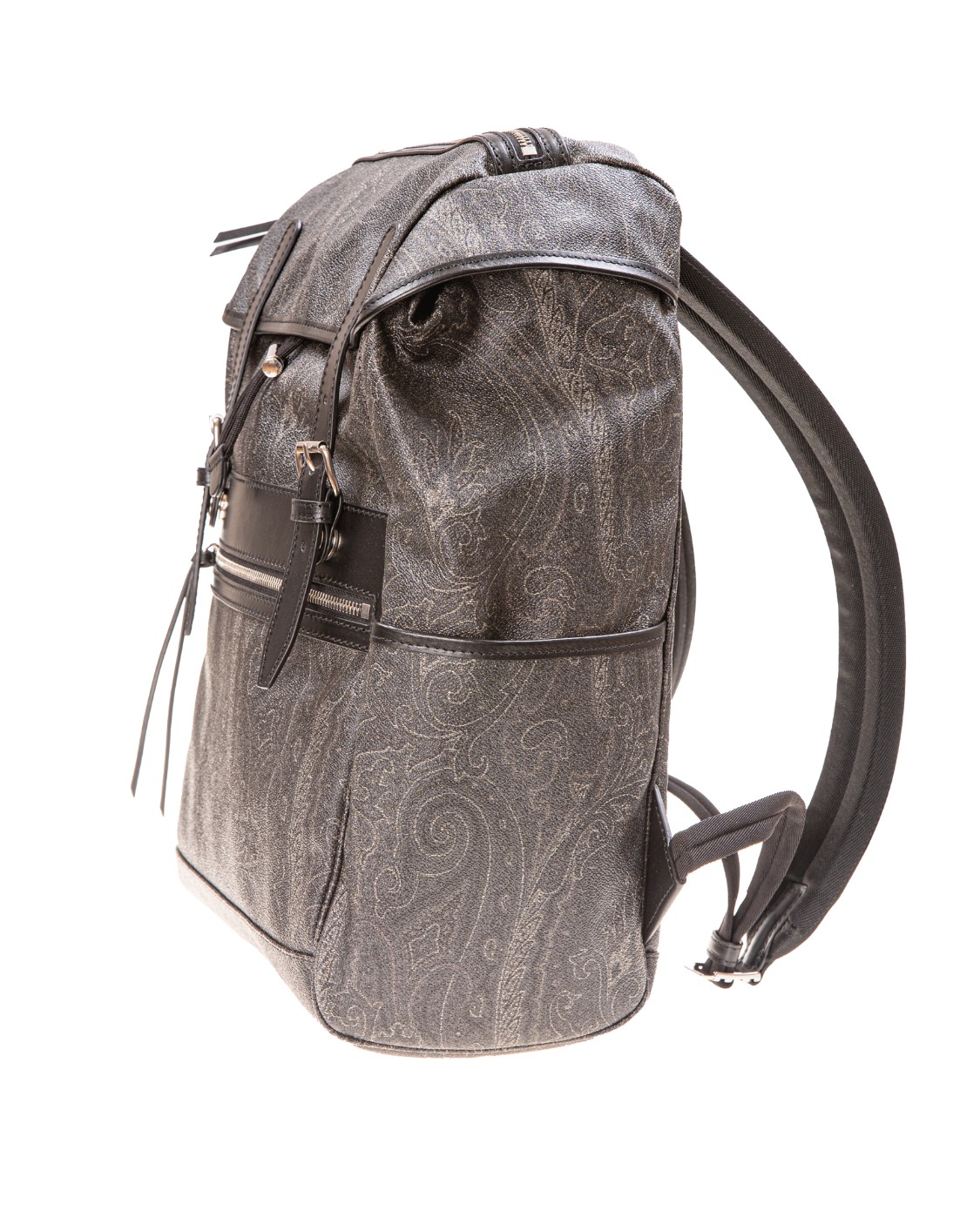 shop ETRO  Zaino: Etro zaino realizzato nell'inconfondibile tessuto Paisley jacquard con finiture in pelle.
Manico in pelle.
Spallacci regolabili.
Chiusura esterna con fibbie e con bottoni a pressione.
Chiusura interna con coulisse.
Tasche esterne con cerniera.
Tasche laterali applicate.
Tasca interna porta tablet.
Accessori metallici con finitura color palladio.
Fodera in tessuto logato ETRO.
Dimensioni: 27 x 42 x 17 cm.
Composizione: Tessuto di cotone Paisley jacquard spalmato con grana opaca e doppiato in tela
Finiture: 100% pelle di vitello
Made in Italy.. 0H968 8007-0001 number 2236422
